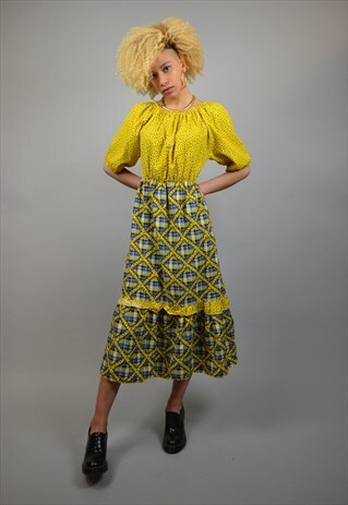 VINTAGE 70'S FLORAL PRINT DRESS