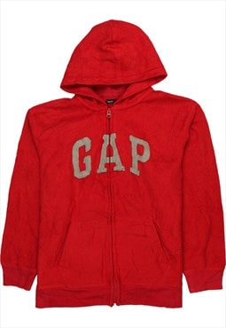 Vintage 90's Gap Fleece Jumper Hooded Full Zip Up Red Medium