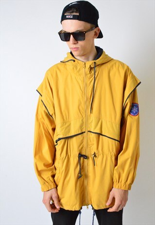 VINTAGE 90S YELLOW PARKA JACKET WITH HOOD