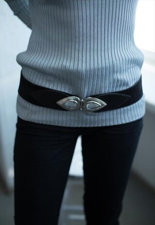 VINTAGE 80'S BLACK SUEDE GEM DETAILS BELT