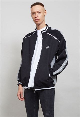 VINTAGE 90'S GREY AND BLACK ADIDAS BOMBER JACKET