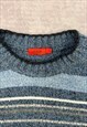 VINTAGE KNITTED JUMPER ABSTRACT PATTERNED GRANDAD SWEATER