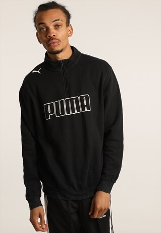 VINTAGE PUMA PRINTED SPELLOUT 1/4 ZIP SWEATSHIRT