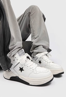 Retro high tops fauxleather skater shoes star patch trainers