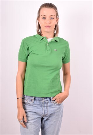 LACOSTE WOMENS VINTAGE POLO SHIRT MEDIUM GREEN 90'S