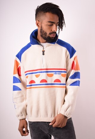 ELLESSE MENS VINTAGE FLEECE JUMPER MEDIUM MULTI 90S