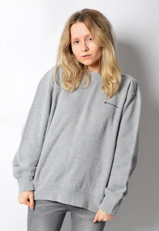 VINTAGE 90S GREY MINIMALIST CHAMPION SWEATSHIRT