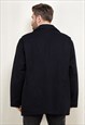 VINTAGE 80'S MEN WOOL BLEND COAT IN NAVY