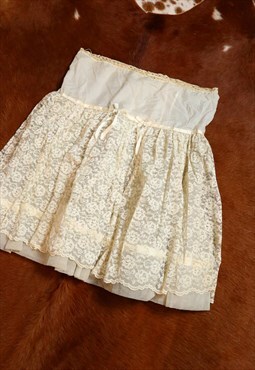 Vintage lace cream tulle under skirt petticoat prairie - s/m
