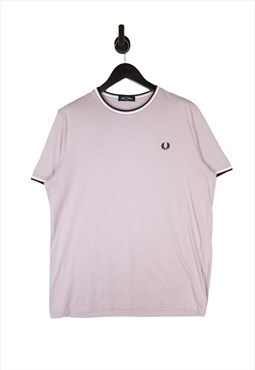 Fred Perry Twin Tipped Crew Neck T-Shirt In Lilac Size XL