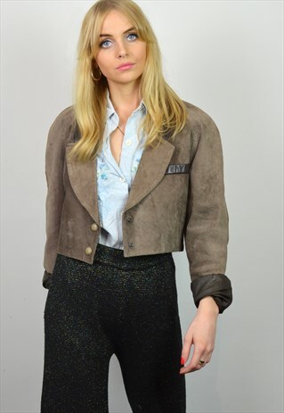 VINTAGE 90S LIGHT BROWN SUEDE CROPPED JACKET