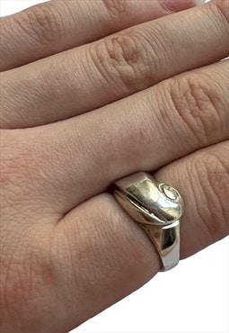 Vintage 925 Silver Ring chunky Minimalist Shell design