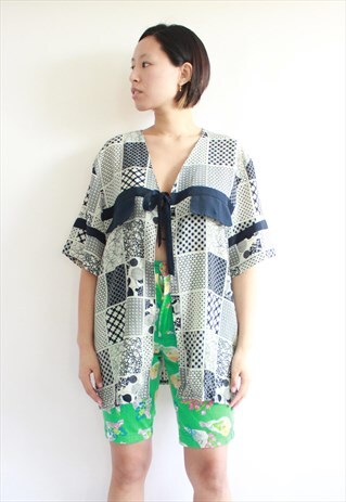 VINTAGE NAVY BLUE OVER SIZE JAPANESE STYLE TOP