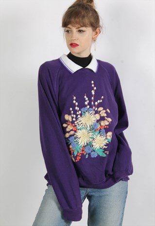 purple graphic sweatshirt