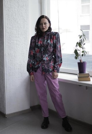 VINTAGE 90'S MULTI COLOUR PATTERNED BUTTON UP BLOUSE