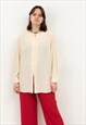 BUTTON UP UK 18 SHIRT LONG SLEEVED OFF-WHITE BLOUSE TOP