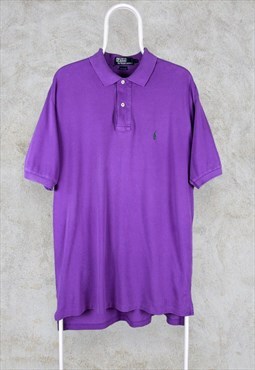 Polo Ralph Lauren Purple Polo Shirt Cotton Pique Men's Large