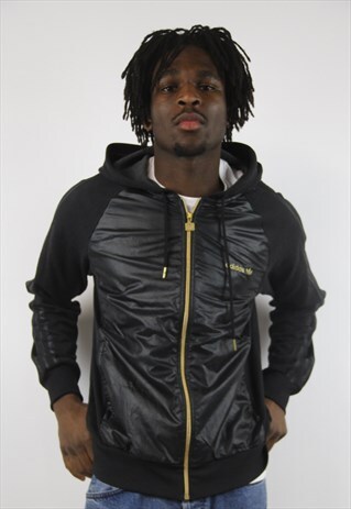 VINTAGE ADIDAS BLACK HOODED SPORTS JACKET
