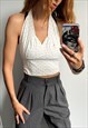 CASUAL HOLIDAY BEACH POLKA DOT HALTER CROPPED WHITE TOP 