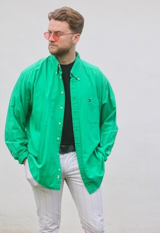 TOMMY HILFIGER USA BOLD NEON GREEN VINTAGE SHIRT