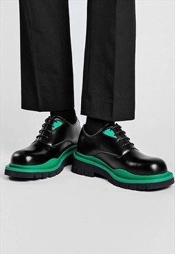 High fashion smart shoes green sole faux leather brogues 