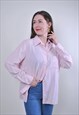 WOMEN VINTAGE PINK LONG SLEEVE BLOUSE FOR WORK 