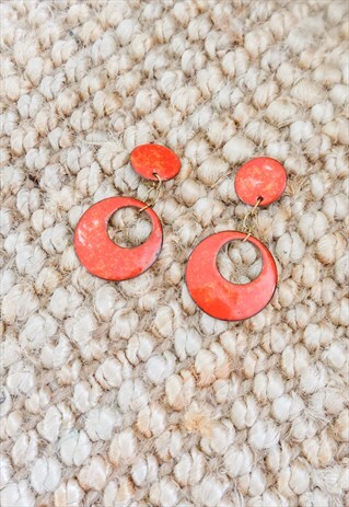 VINTAGE 90S RED AND YELLOW DANGLE EARRINGS