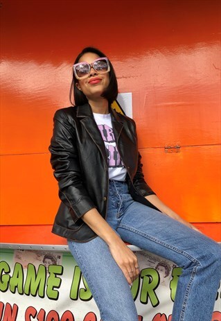 VINTAGE FAUX LEATHER BLAZER