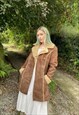 VINTAGE 90S SIZE LARGE FAUX SUEDE TRENCH COAT IN BROWN