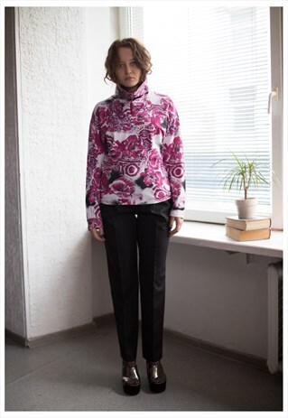 VINTAGE 90'S FLOWER PRINT TURTLE NECK JUMPER