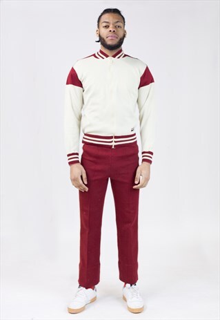 VINTAGE 70S STYLE BEIGE AND RED TRACKSUIT