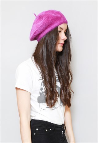 VINTAGE STYLE SOFT FLUFFY PURPLE WOOL BERET