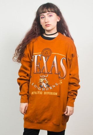 VINTAGE 90'S ORANGE TEXAS LONGHORNS USA SWEATSHIRT