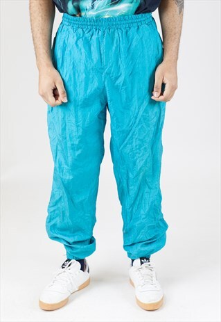 VINTAGE TURQUOISE SHELL TRACKSUIT BOTTOMS