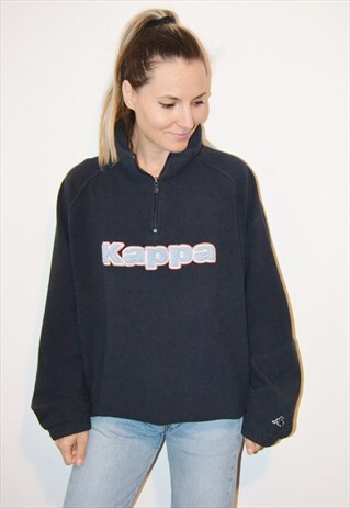 VINTAGE 90S KAPPA EMBROIDERED LOGO 1/4 ZIP FLEECE SWEATSHIRT