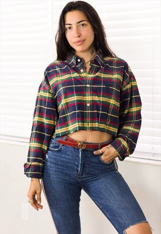 VINTAGE TOMMY HILFIGER CROP TOP REWORKED LOGO 90S L 10.7