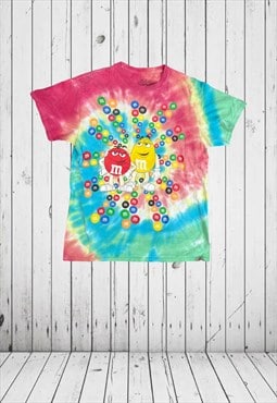 medium tie dye m&m chocolate tshirt 