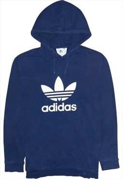 Vintage 90's Adidas Hoodie Spellout Pullover Navy Blue Large