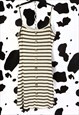 VINTAGE 90S CREAM STRIPES STRIPEY SUMMER MINI RIBBED DRESS