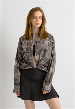 Aztec Abstract Pattern Unisex Fabric Long Sleeve Shirt 7328