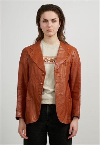VINTAGE BROWN FAUX LEATHER JACKET