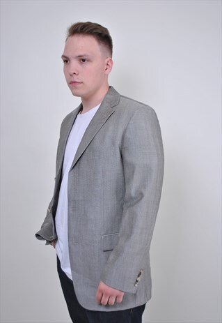 80S HUGO BOSS SUIT BLAZER, VINTAGE GREY FORMAL JACKET
