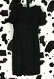 VINTAGE 90S BLACK GINGHAM MONOCHROME FORMAL MINI SHIFT DRESS