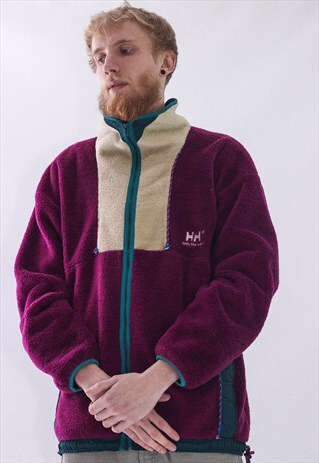 VINTAGE MENS HELLY HANSEN FLEECE DEEP PILL LOGO JACKET