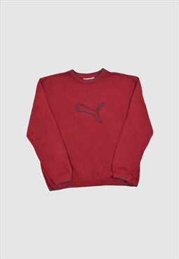 Vintage 90s Puma Embroidered Logo Sweatshirt in Red