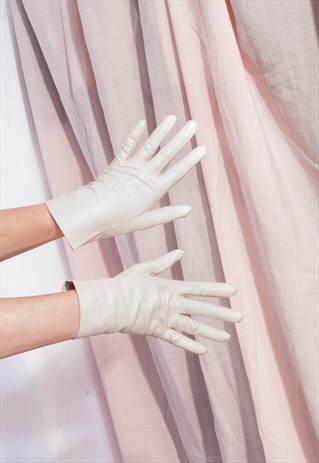 VINTAGE LEATHER GLOVES 80S WHITE ACCESSORIES