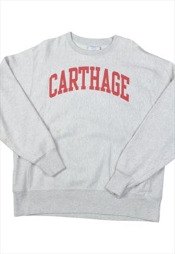 Vintage Champion Carthage College Sweater Grey Large