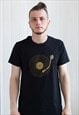 Turntable Vinyl LP Record Minimalist Printed Men Tee T Shirt