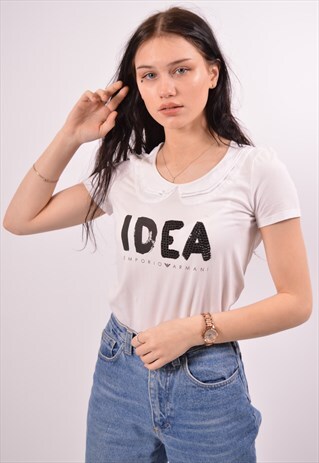 VINTAGE ARMANI T-SHIRT TOP LOOSE FIT WHITE