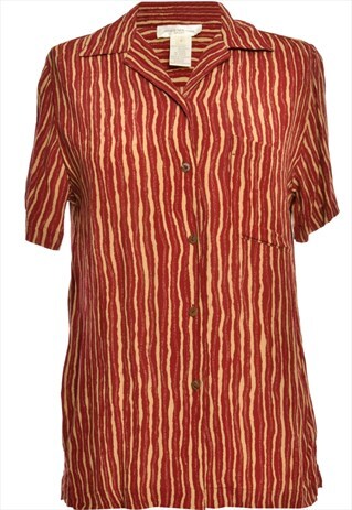 VINTAGE MAROON & LIGHT BROWN STRIPED SHIRT JONES NEW YORK SH